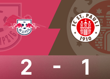 德甲战报：施拉格、奥尔班破门，莱比锡2-1战胜圣保利