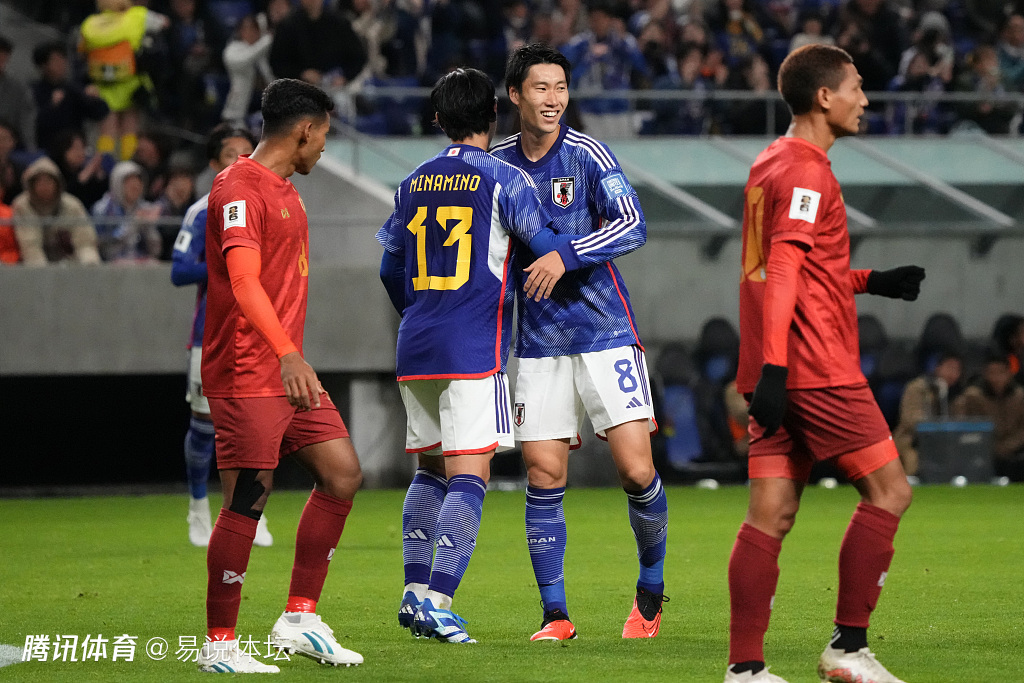 50日本二队轻取世预赛开门红上田绮世戴帽南野拓实2记助攻