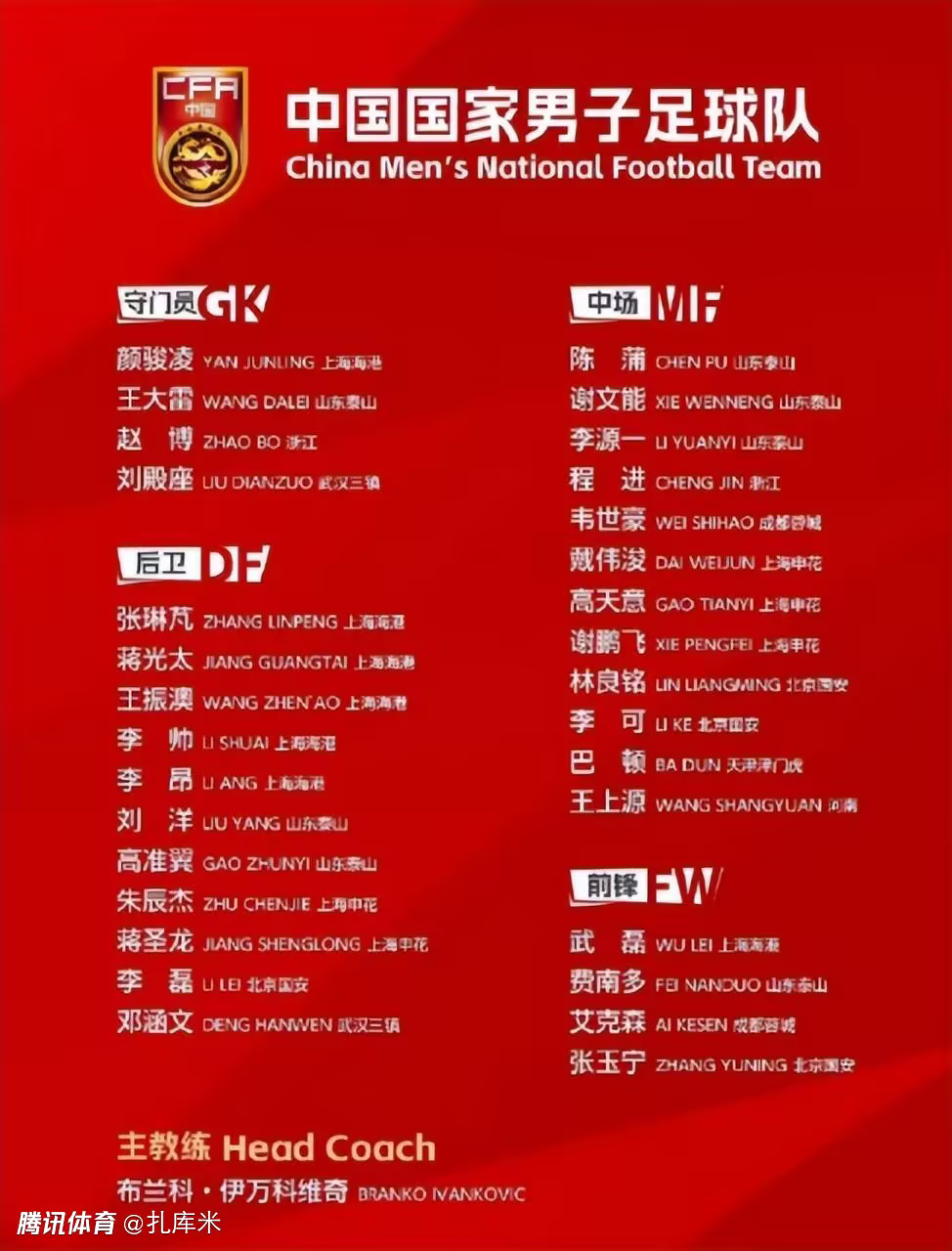 国足客场vs新加坡名单公布艾克森带伤入选李可李昂李帅赵博谢文能无缘